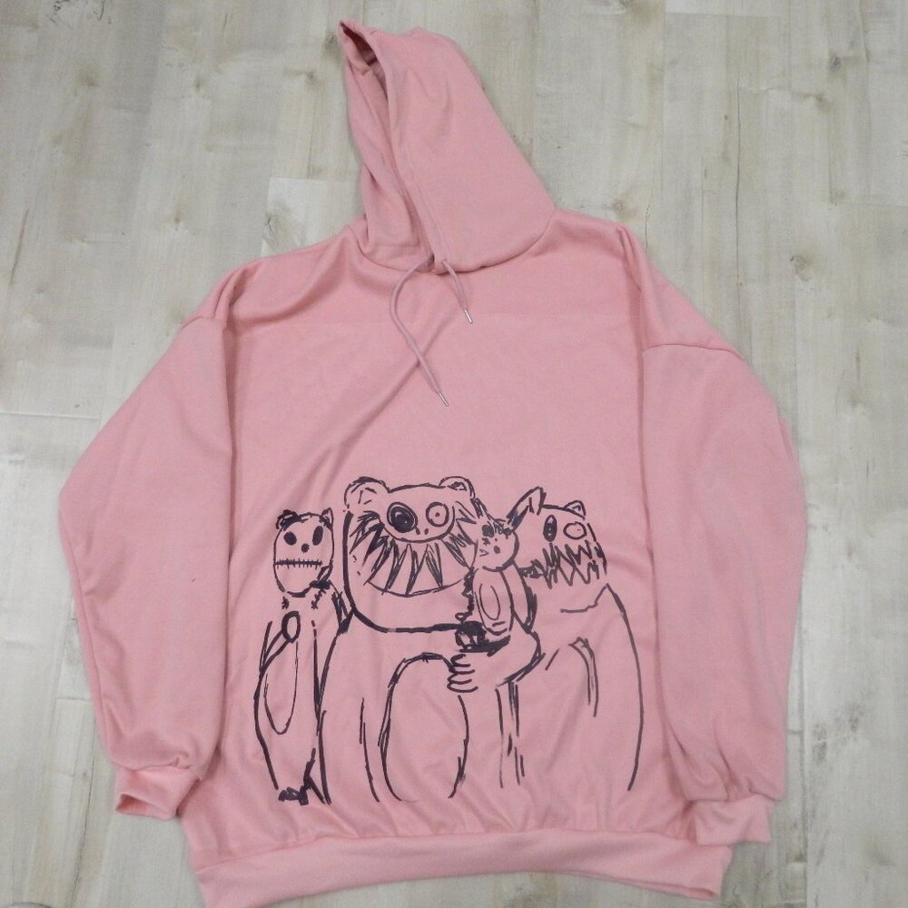 Gothic Womens hooded sweater female raw bag easier doodle print